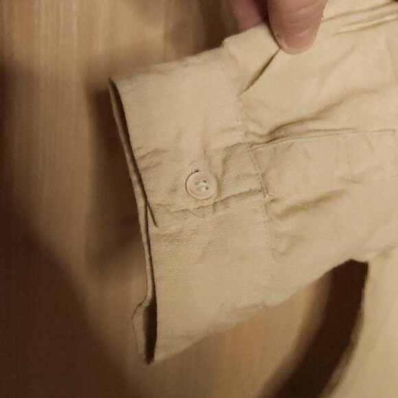 Bushwacker Linen Blend Khaki Button Front Top 8 - Picture 4 of 7